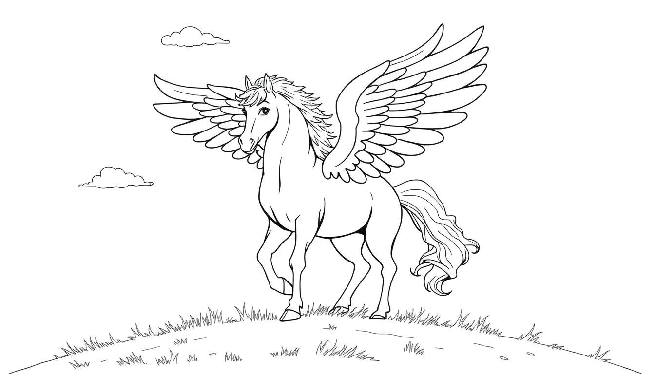 Pegaso listo para colorear en una placa de color