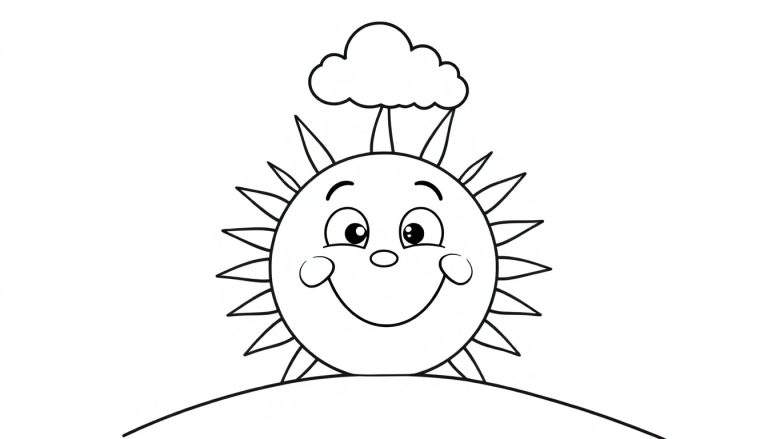 Placa de color con un sol sonriente y una nube amigable.