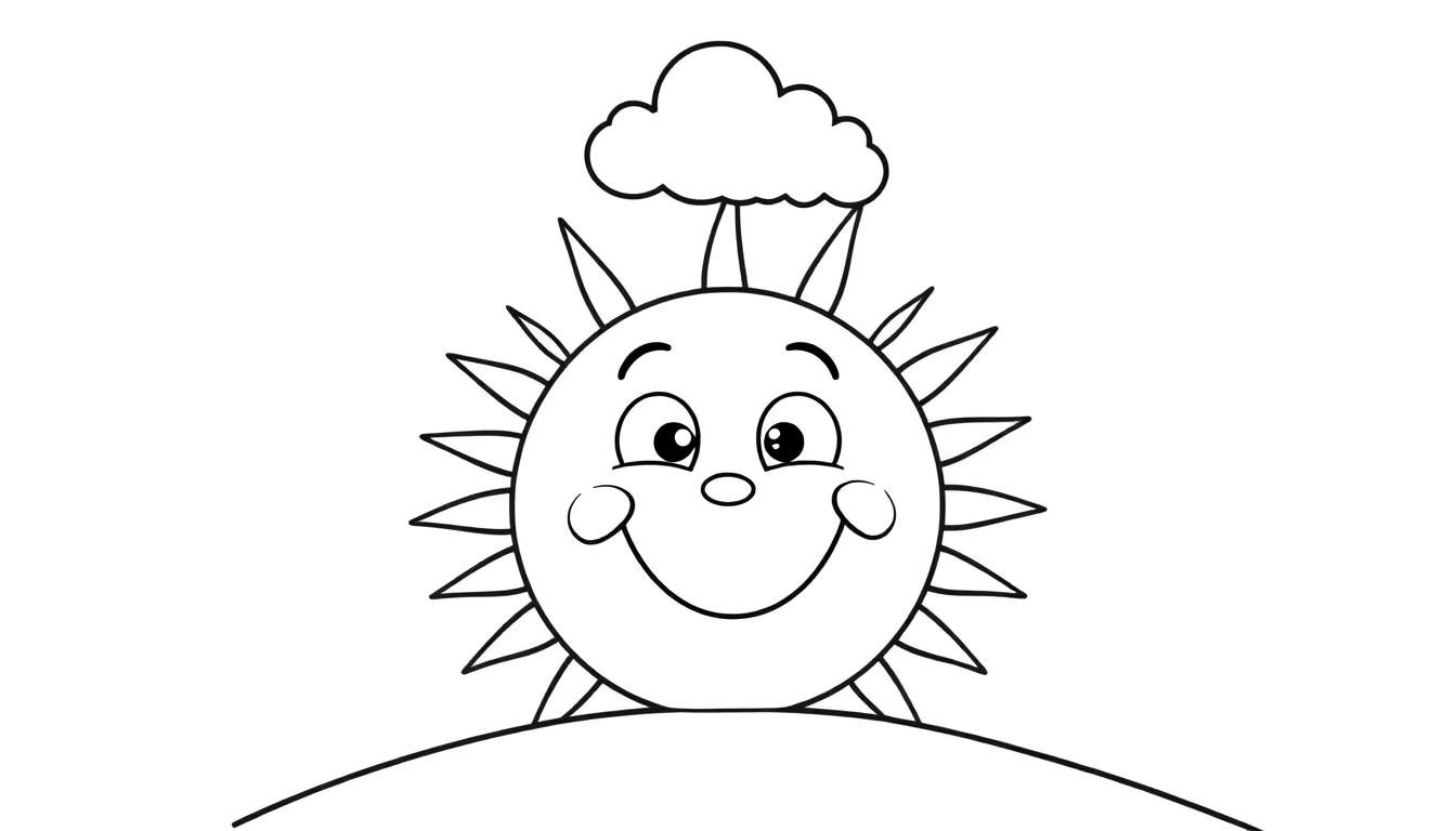 Placa de color con un sol sonriente y una nube amigable.