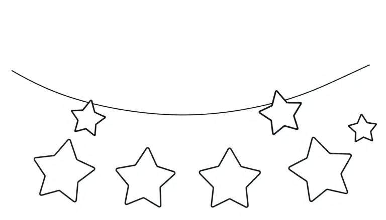 Placa de color de una guirnalda de estrellas festiva.