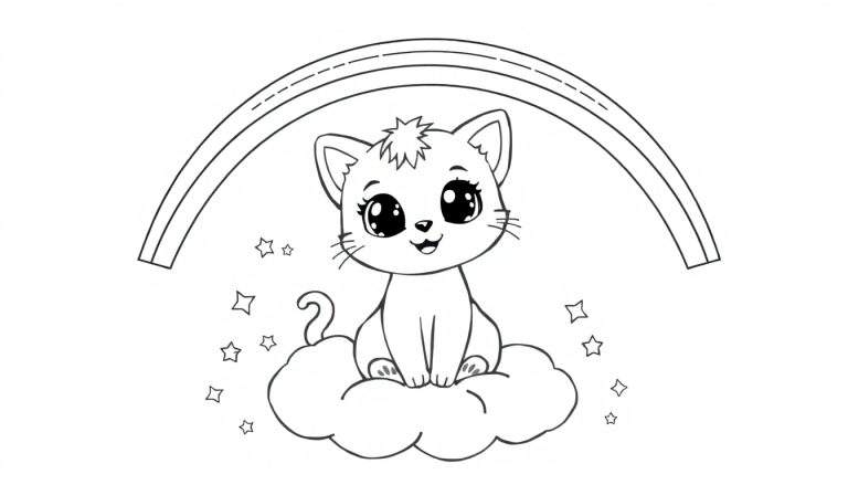 Un lindo gatito listo para colorear en una placa de color.