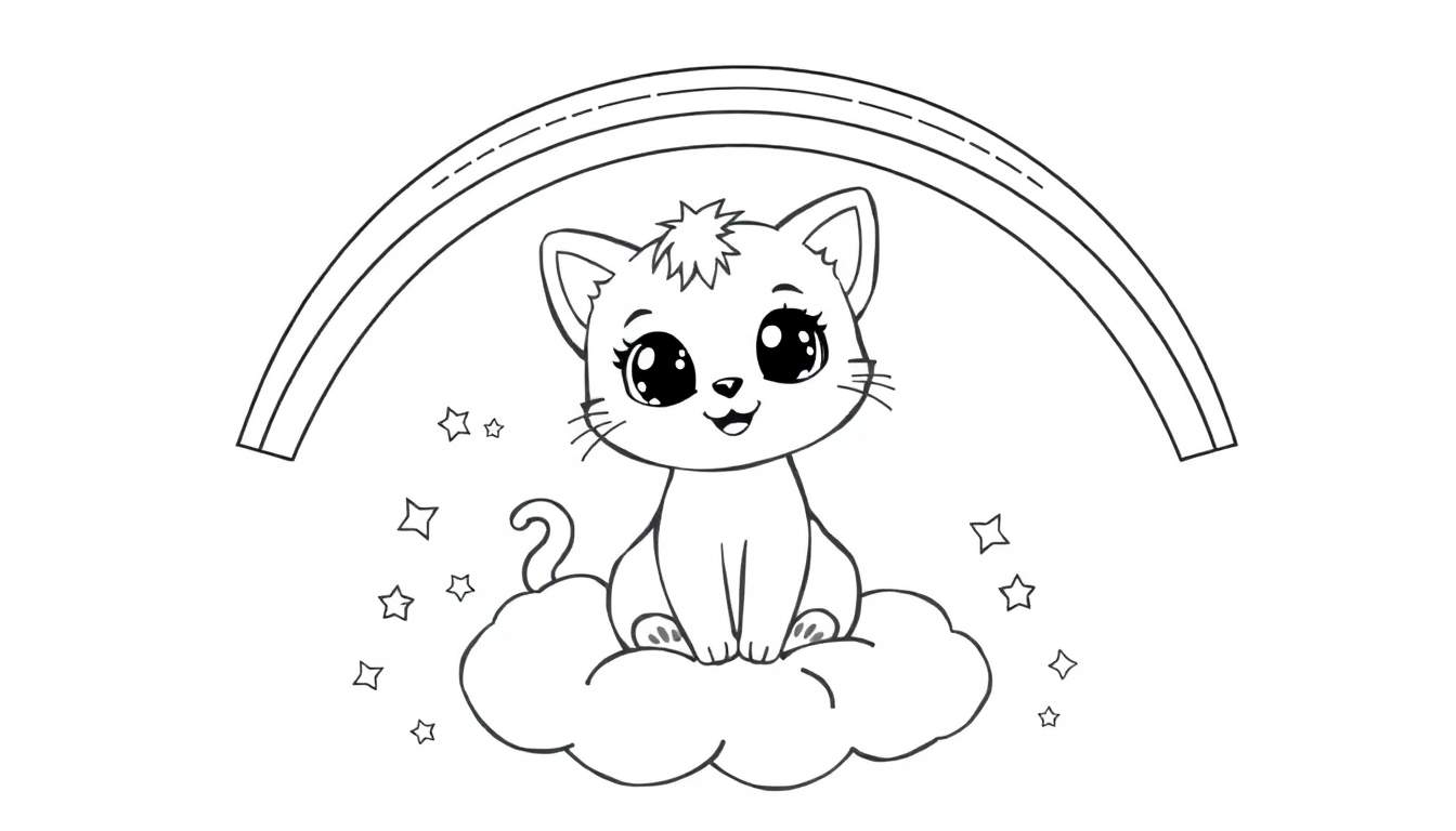 Un lindo gatito listo para colorear en una placa de color.