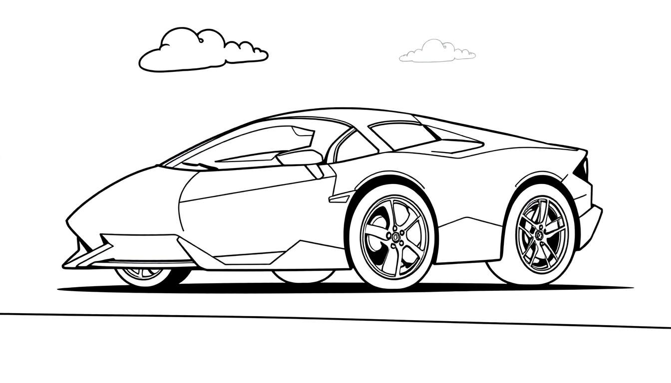 Placa de color de un coche deportivo Lamborghini para colorear.