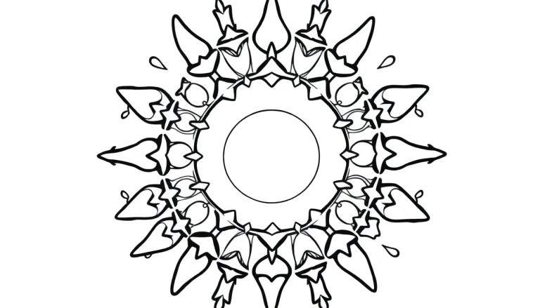 Placa de color de mandala con estrellas y lunas para colorear.