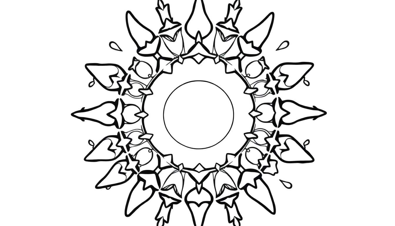 Placa de color de mandala con estrellas y lunas para colorear.
