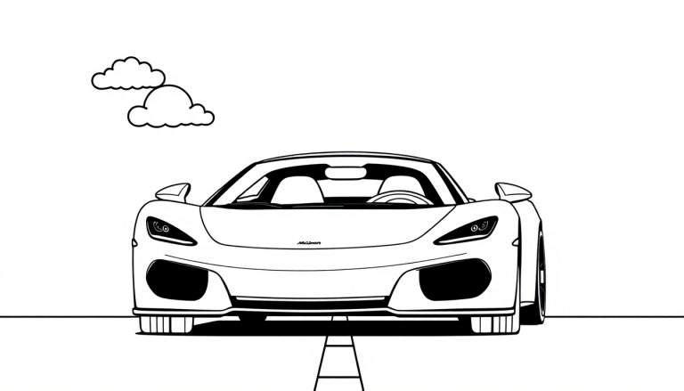 Placa de color de un coche deportivo McLaren blanco y negro.
