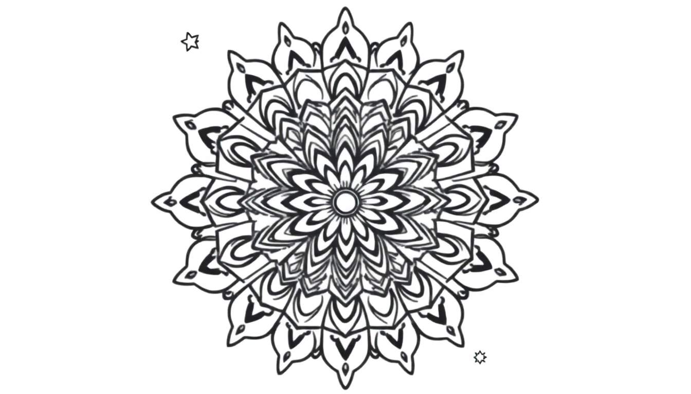 Placa de color con un mandala abstracto en blanco y negro para colorear.