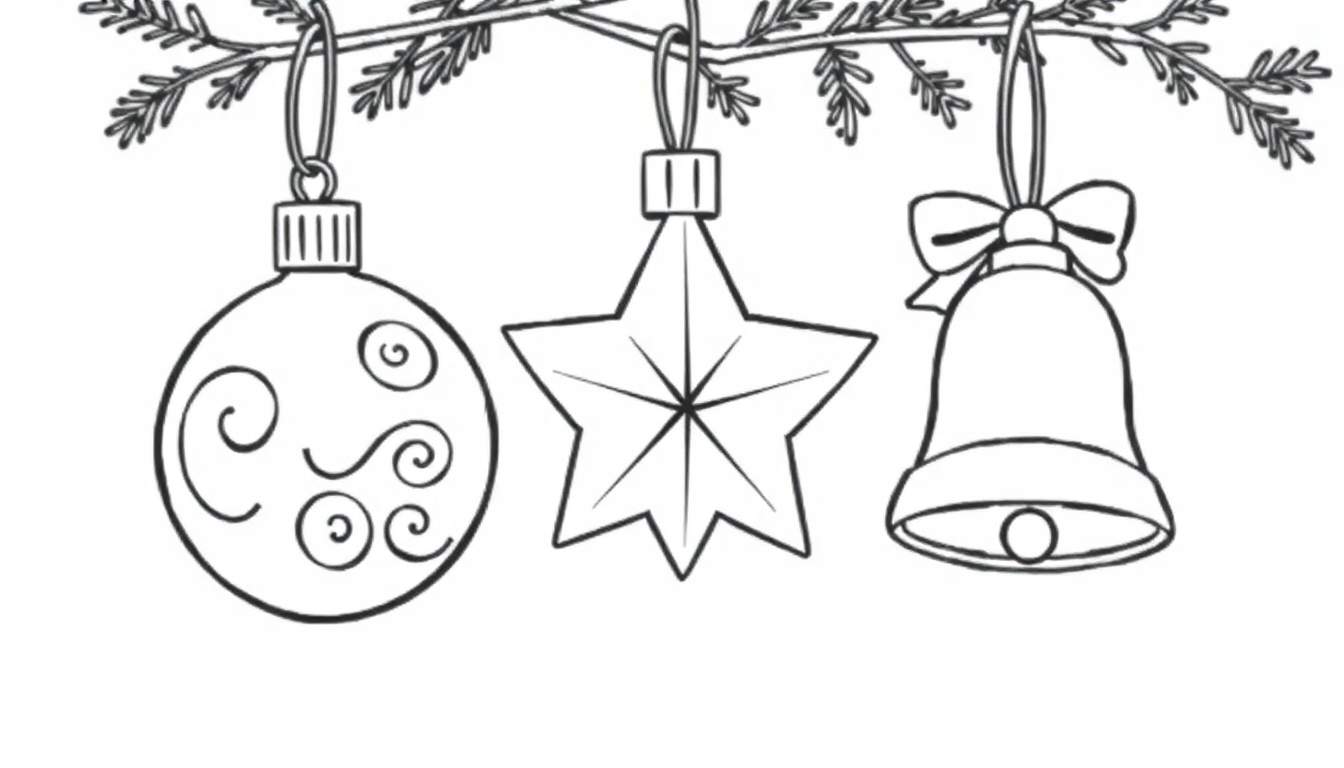 Placa de color de rama de árbol con adornos navideños