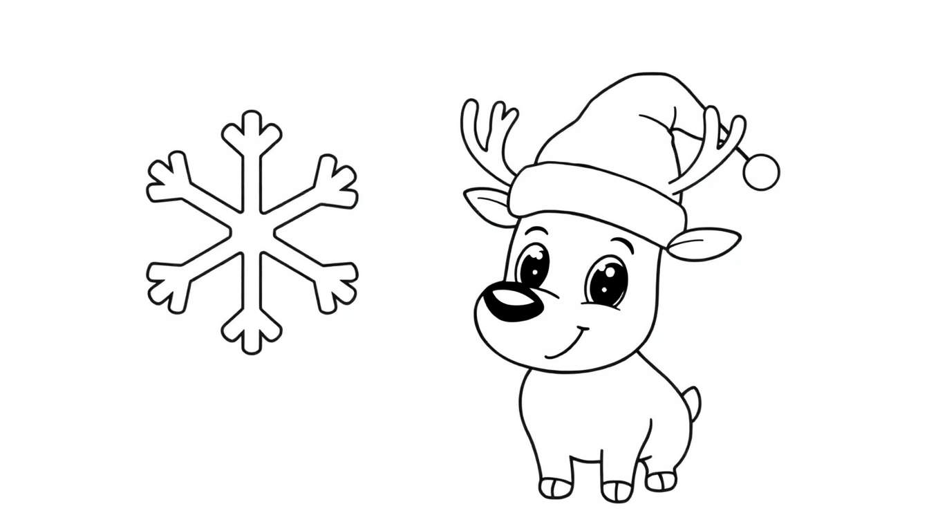 Placa de color de Navidad con reno y copo de nieve.