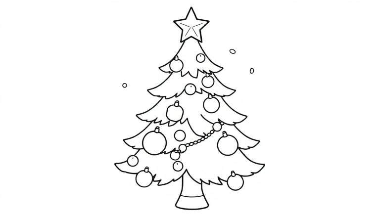 Placa de color de árbol de Navidad con adornos y estrella