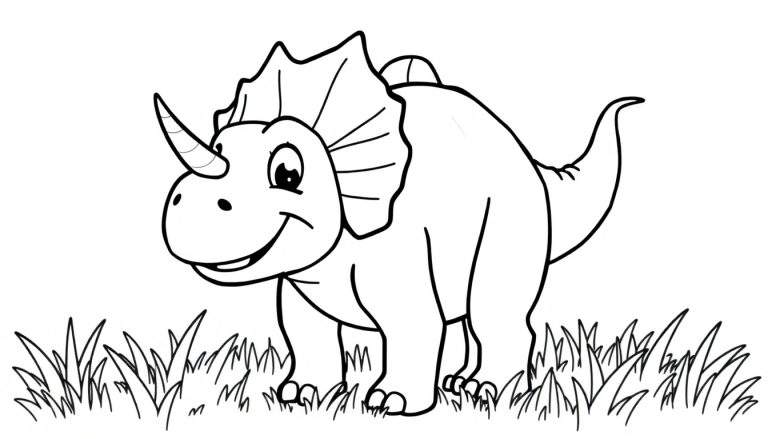 Placa de color de un Triceratops amigable.