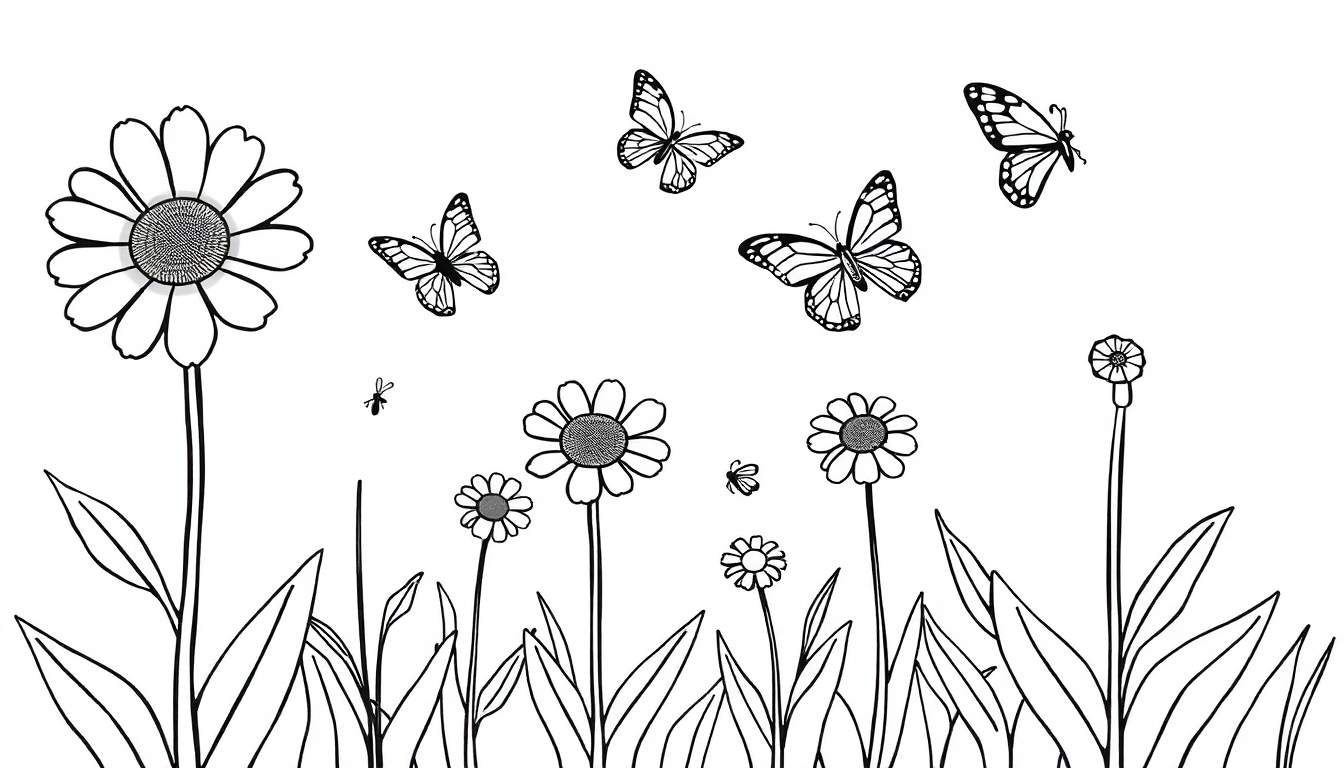 Una placa de color con flores y mariposas