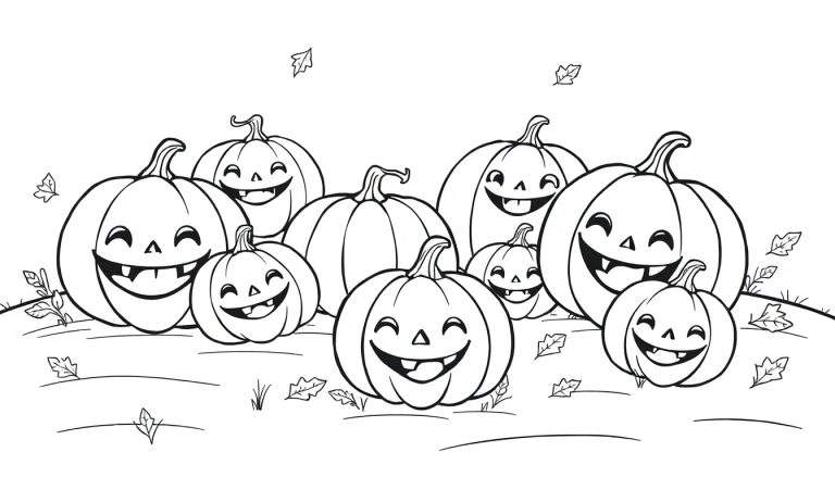 Placa de color de calabazas sonrientes para Halloween.