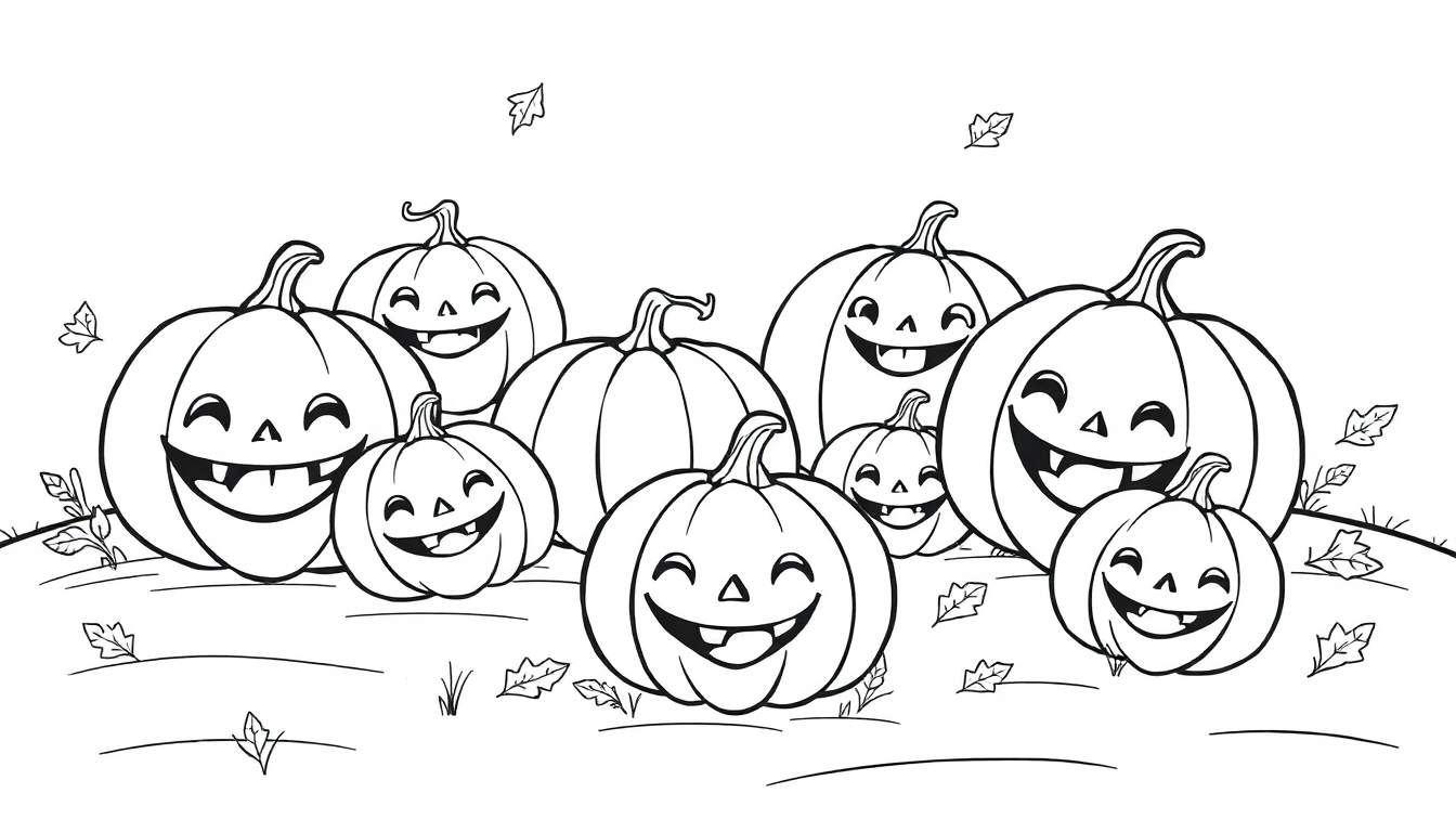 Placa de color de calabazas sonrientes para Halloween.