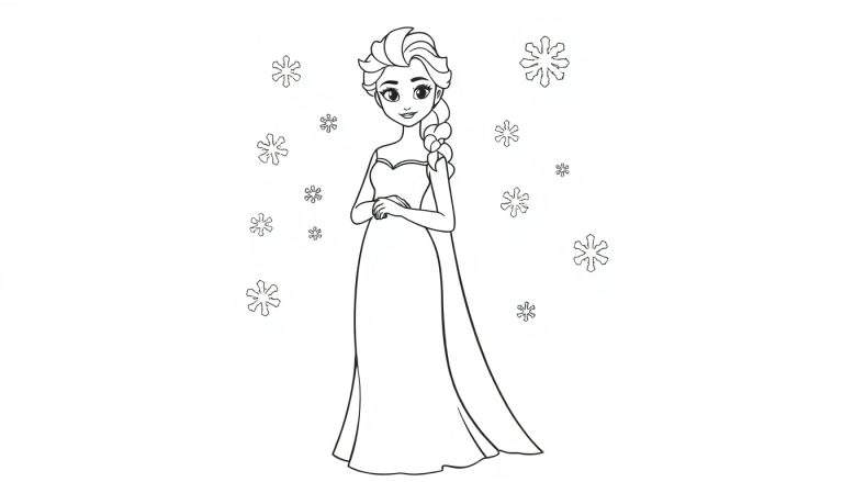 Placa de color de Elsa de Frozen con copos de nieve.