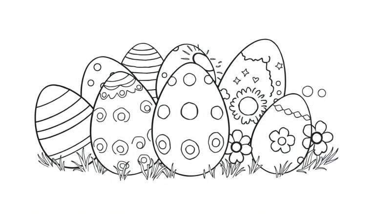 Placa de color de huevos de Pascua para colorear