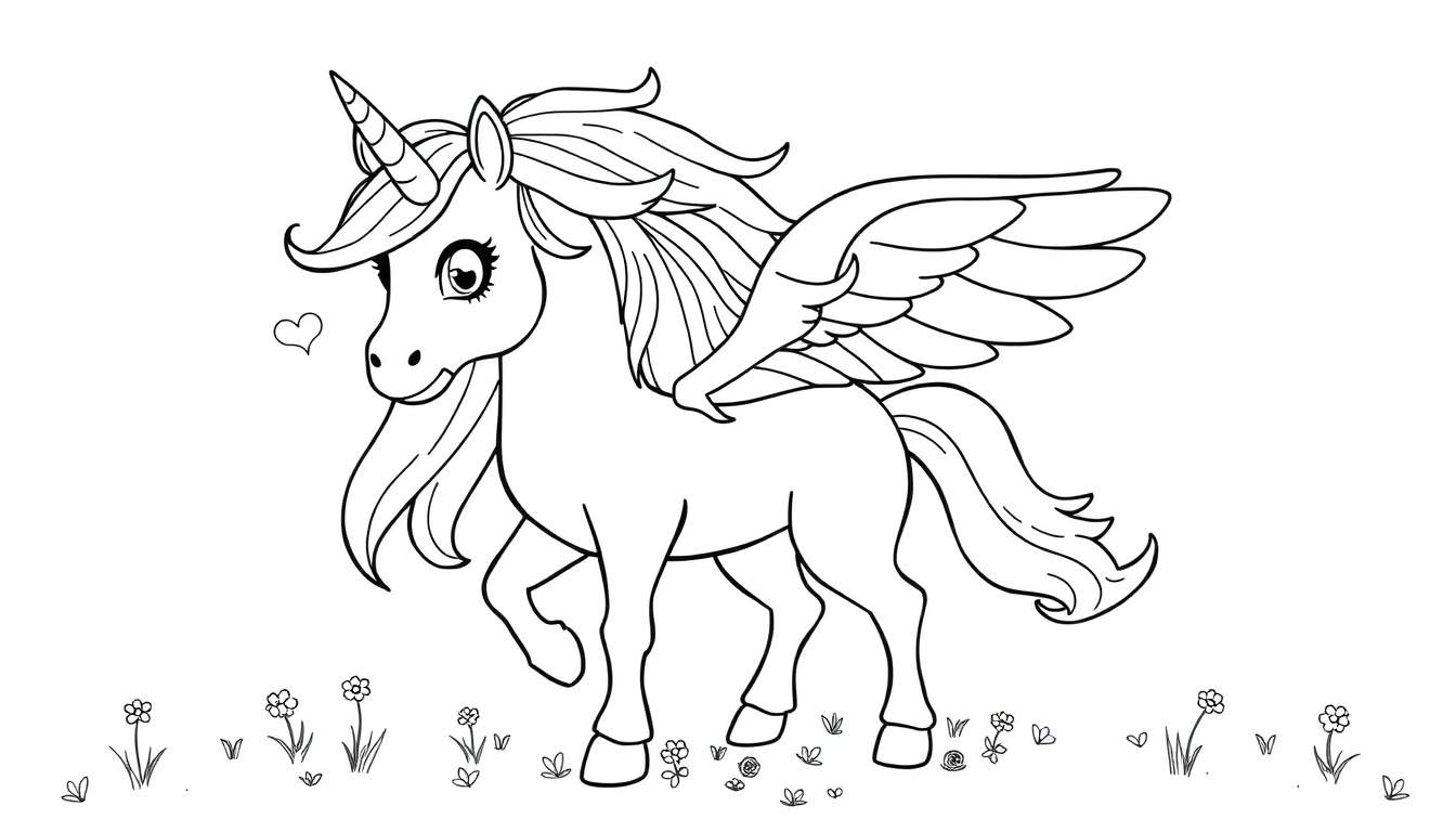 Unicornio alado para colorear en una placa de color.