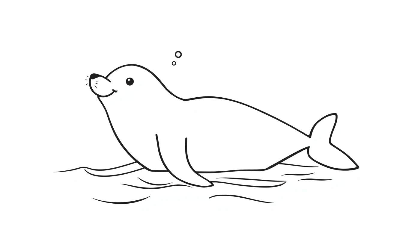 Una foca sonriente lista para ser coloreada en una placa de color.