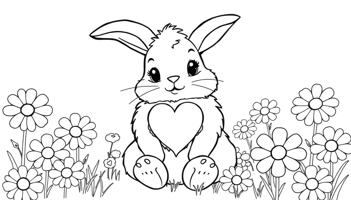 Un adorable conejito listo para colorear en una placa de color.
