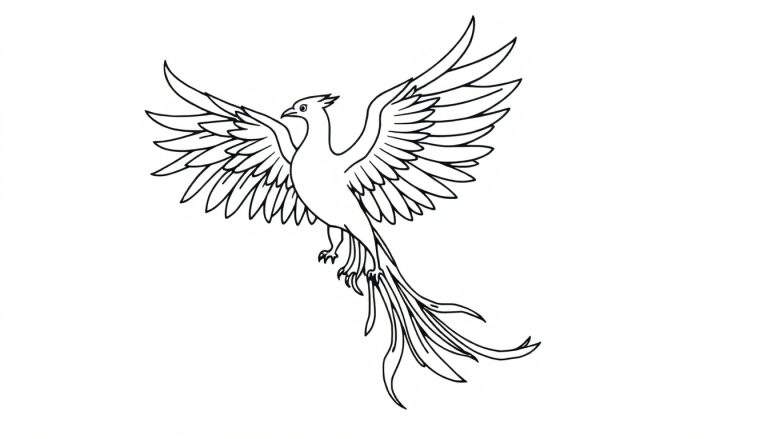 Placa de color de un fénix en vuelo