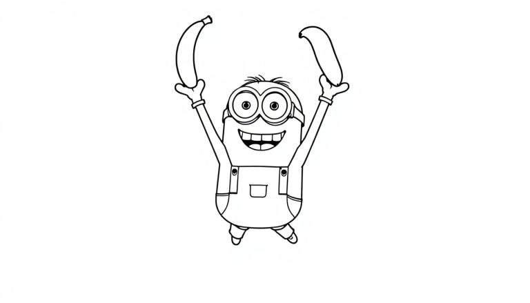 Placa de color de un Minion con bananas.