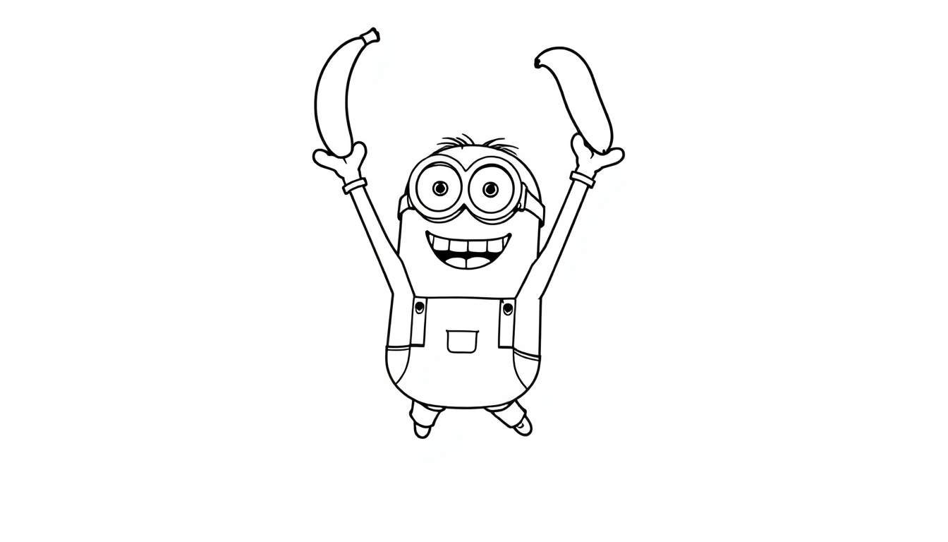 Placa de color de un Minion con bananas.