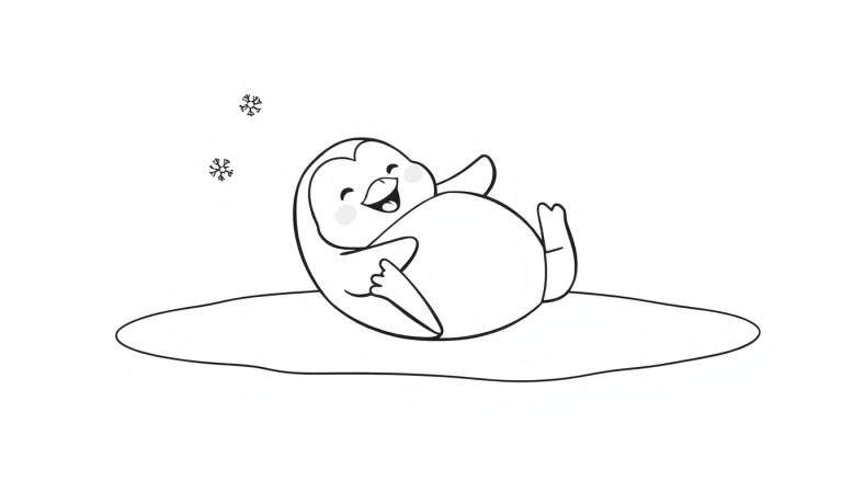 Una placa de color con un pingüino feliz durmiendo.