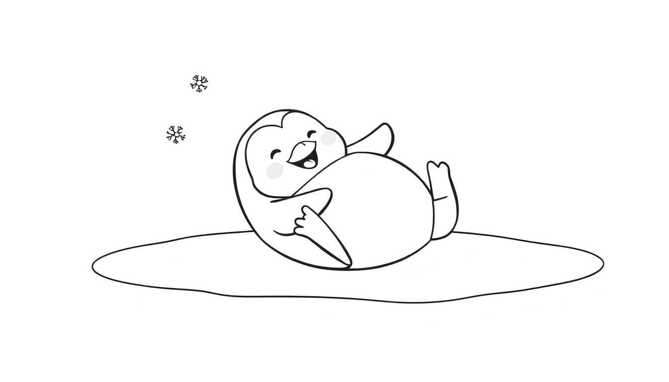 Una placa de color con un pingüino feliz durmiendo.