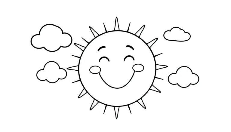 Placa de color: Sol sonriente con nubes.