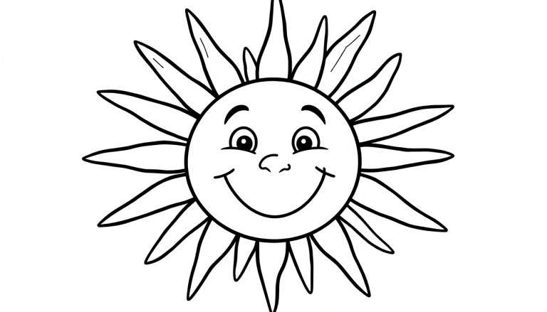 Placa de color de un sol sonriente y amigable.