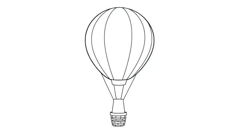 Placa de color de un globo aerostático y arcoíris para niños.