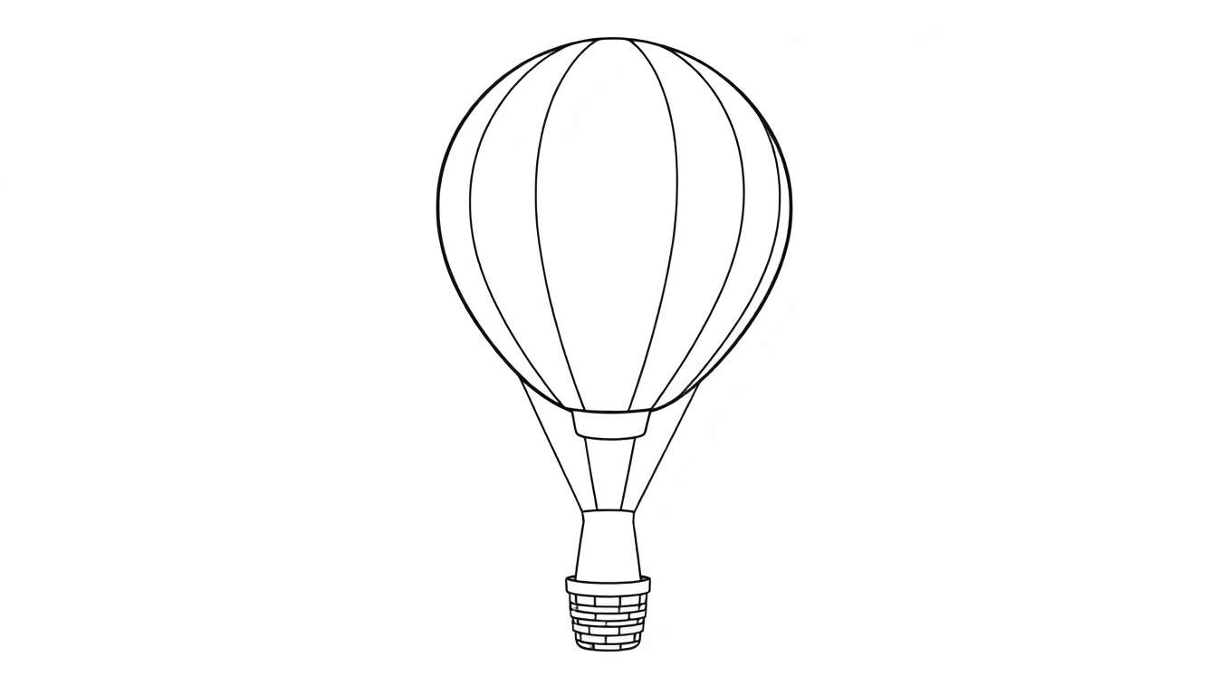 Placa de color de un globo aerostático y arcoíris para niños.