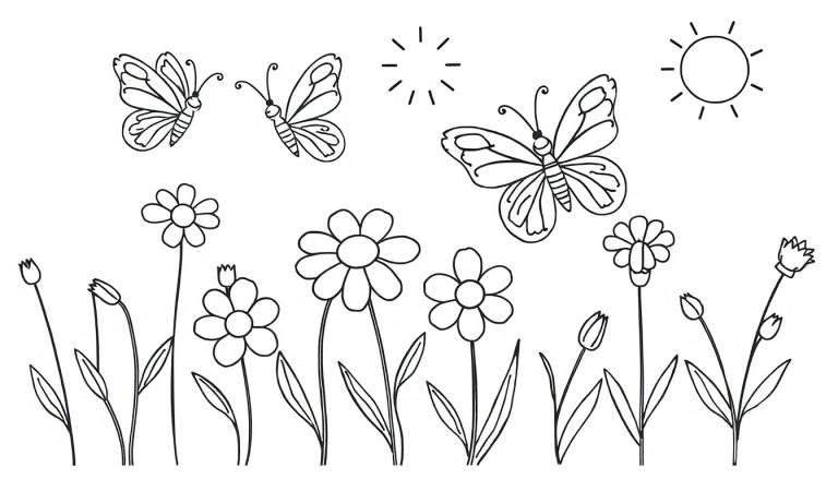 Placa de color con mariposas y flores