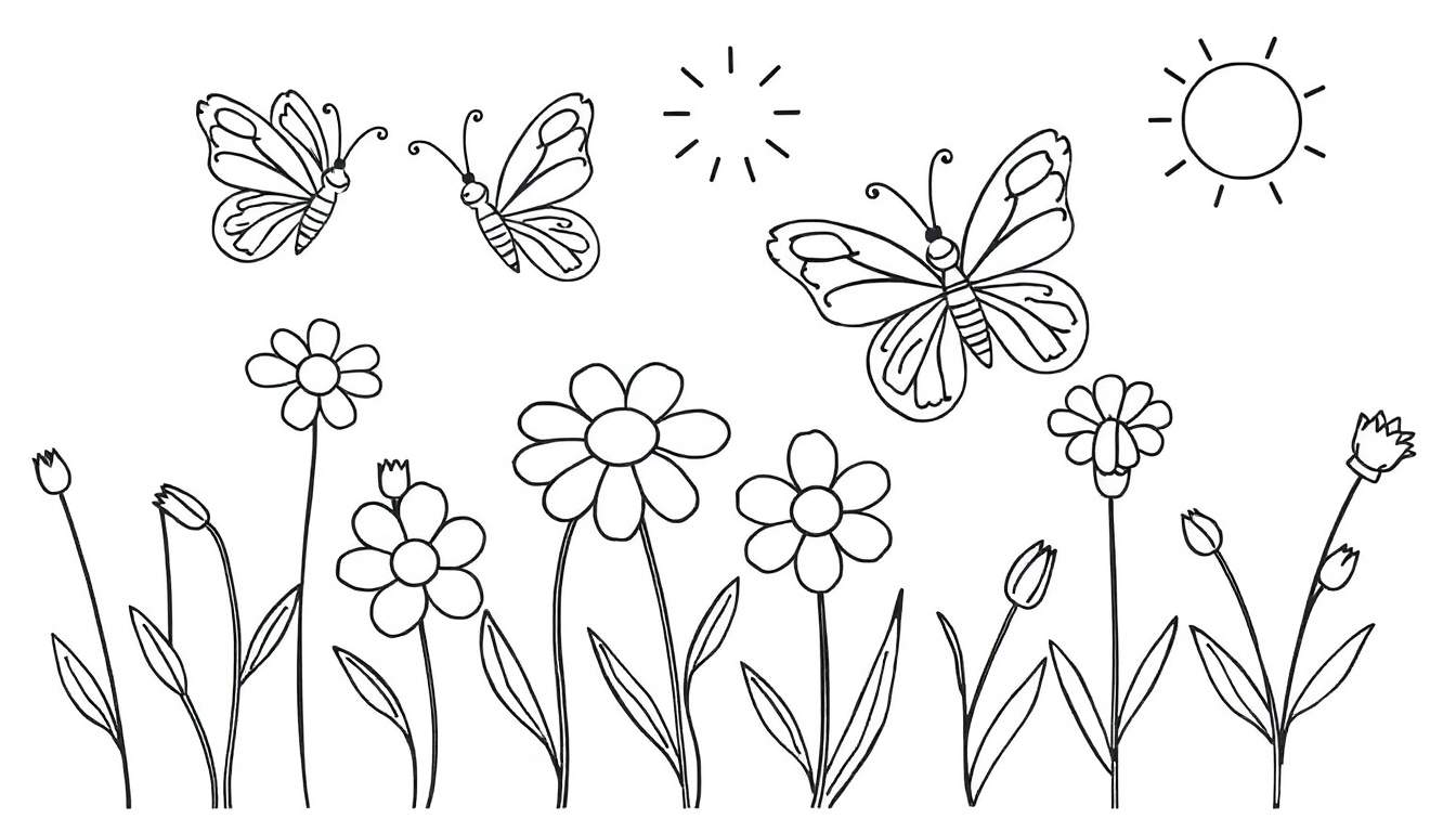 Placa de color con mariposas y flores