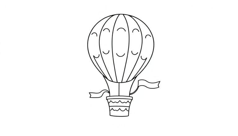 Placa de color de un globo aerostático para colorear.