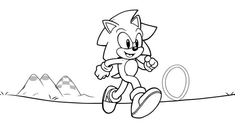 Placa de color de Sonic corriendo.