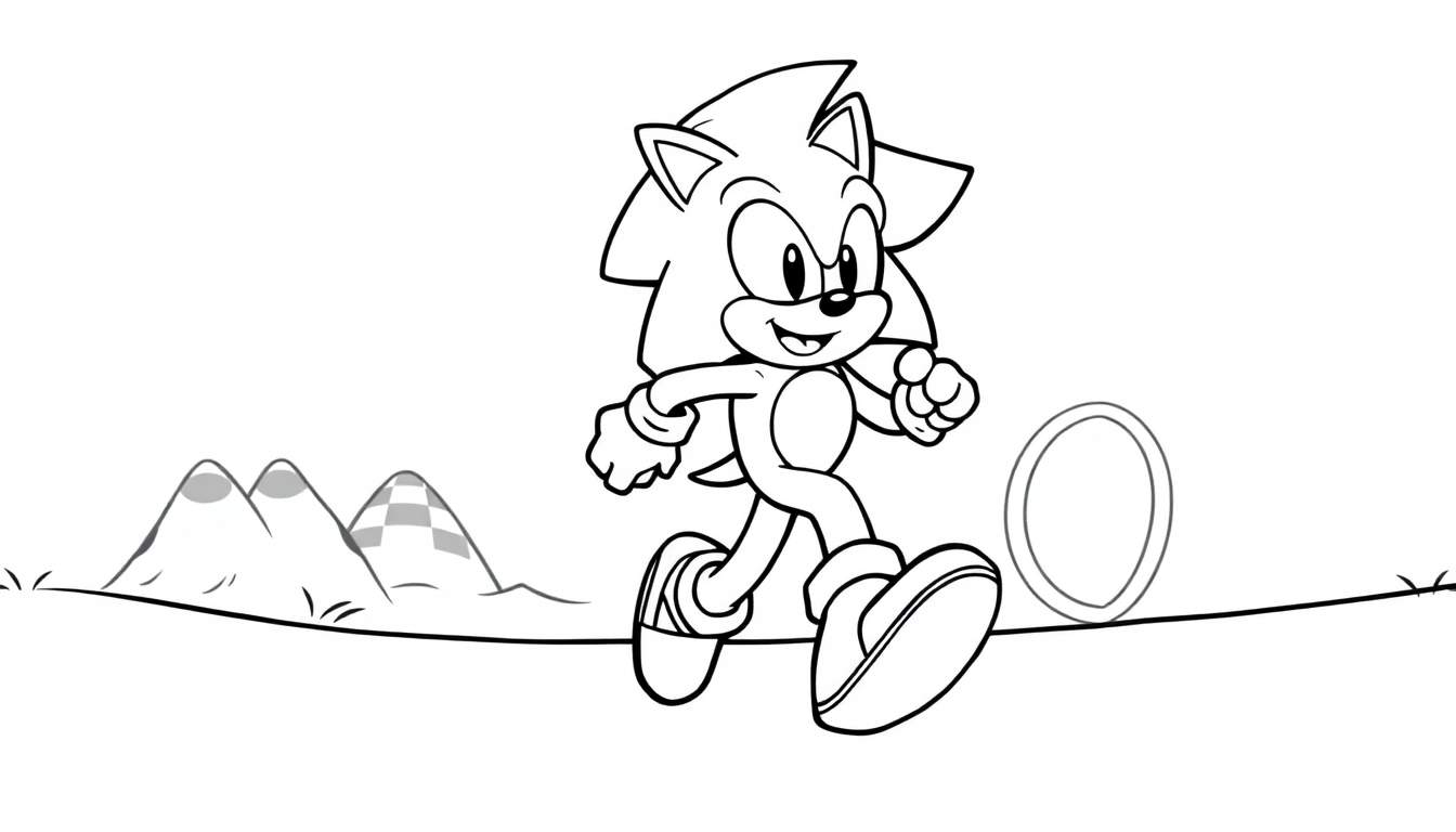 Placa de color de Sonic corriendo.