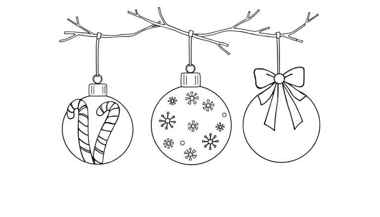 Placa de color con adornos navideños.