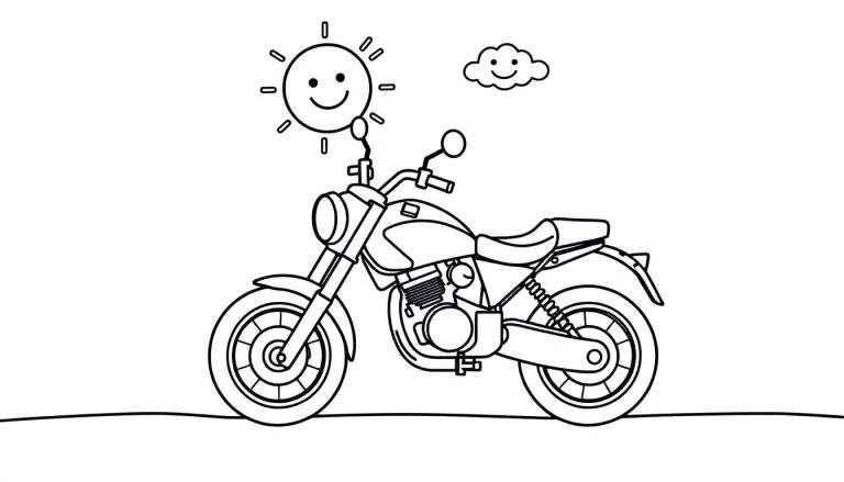 Placa de color de motocicleta con sol y nubes sonrientes.