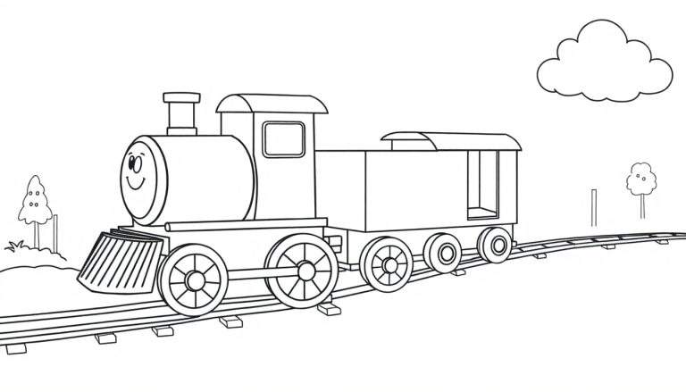 Placa de color de un tren amigable.