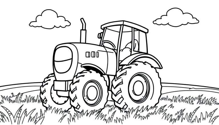 Placa de color de un tractor amigable en un campo.