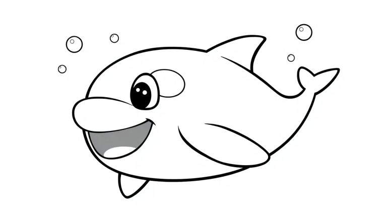 Placa de color: orca amigable nadando