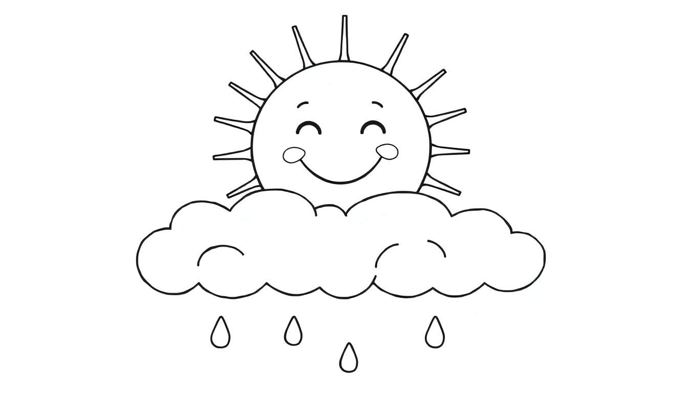 Placa de color: sol sonriente y lluvia.