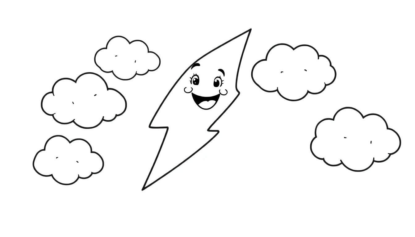 Una nube de relámpagos sonriente como placa de color.