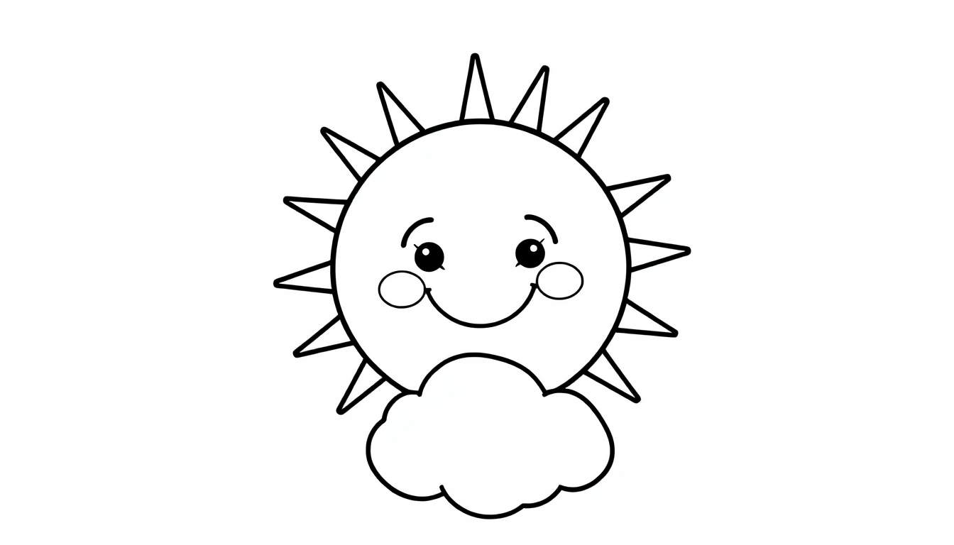 Placa de color de un sol sonriente con una nube.