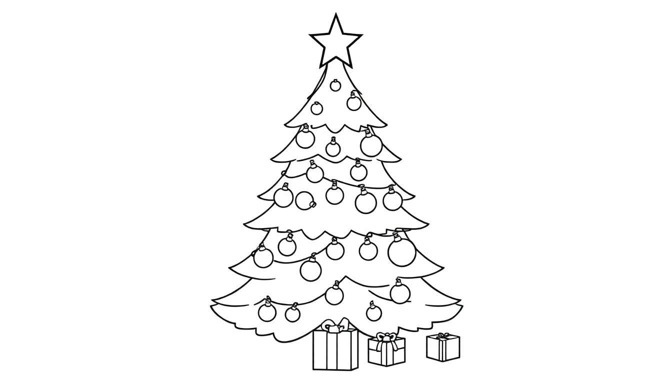 Una placa de color de un árbol de Navidad festivo para colorear.