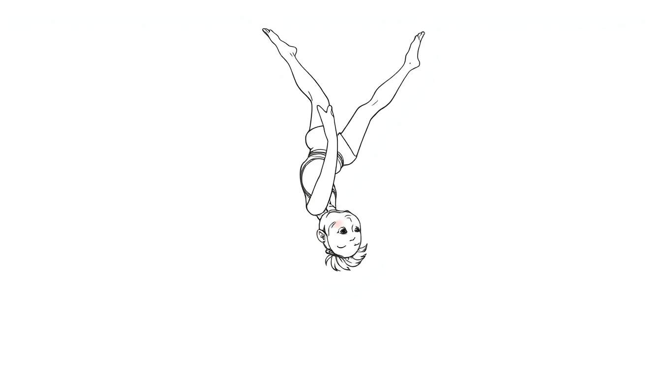Placa de color de una gimnasta haciendo una parada de manos.