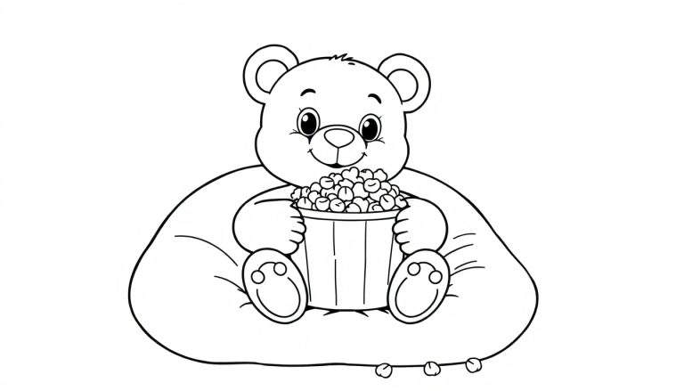 Oso de peluche en una placa de color para colorear, listo para la diversión.