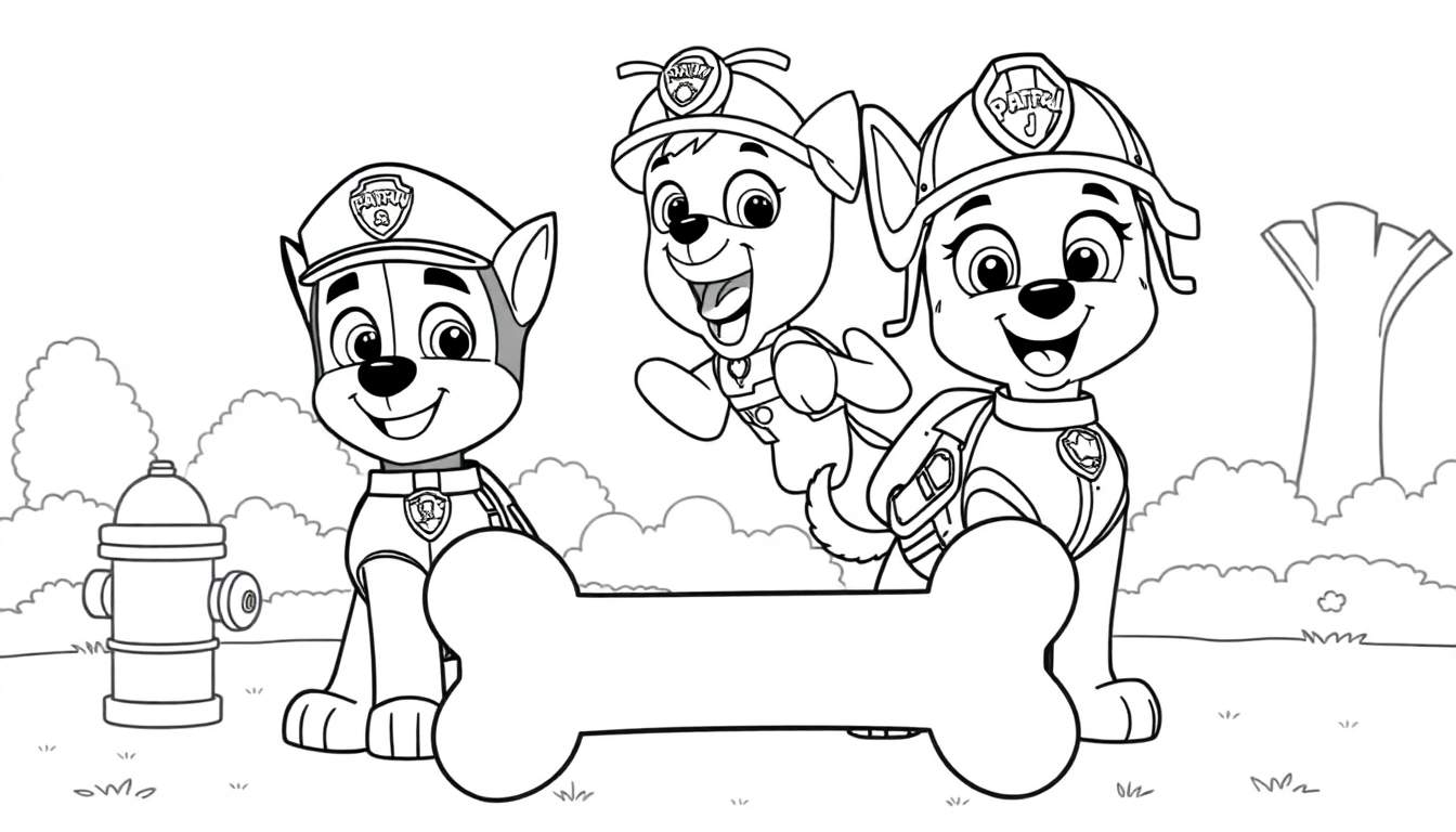 Placa de color de la Patrulla Canina con Chase, Rocky y Marshall.