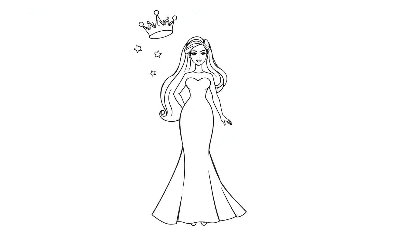 Placa de color de una princesa de dibujos animados con corona y estrellas.